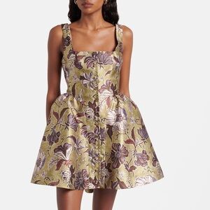 ALÉMAIS Citron Flounce floral minidress $600 NEW without tag